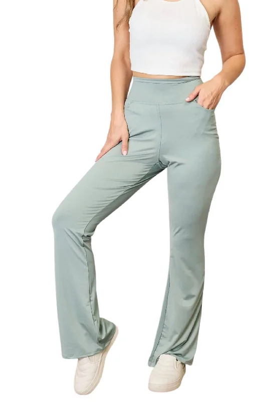 Full Size Wide Waistband Sports Pants In Sage