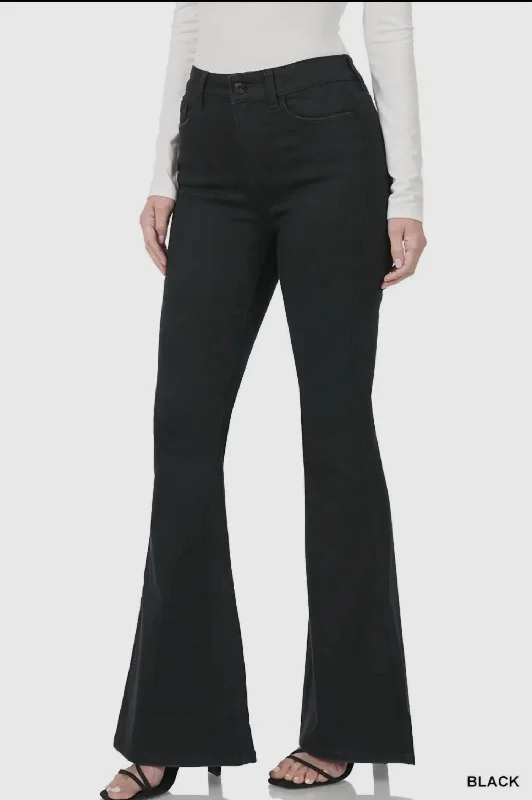 High Rise Flare Jeans In Black