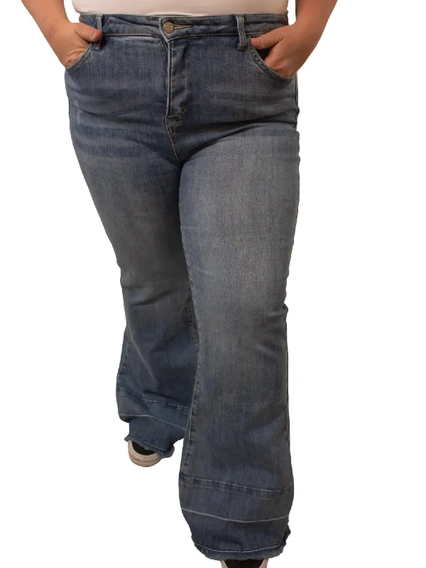 Tummy Control Jean With Raw Shadow Hem In Medium Wash