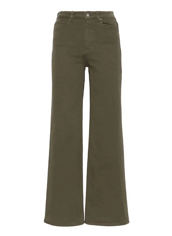 Women's Flare Denim Trousers In Olive