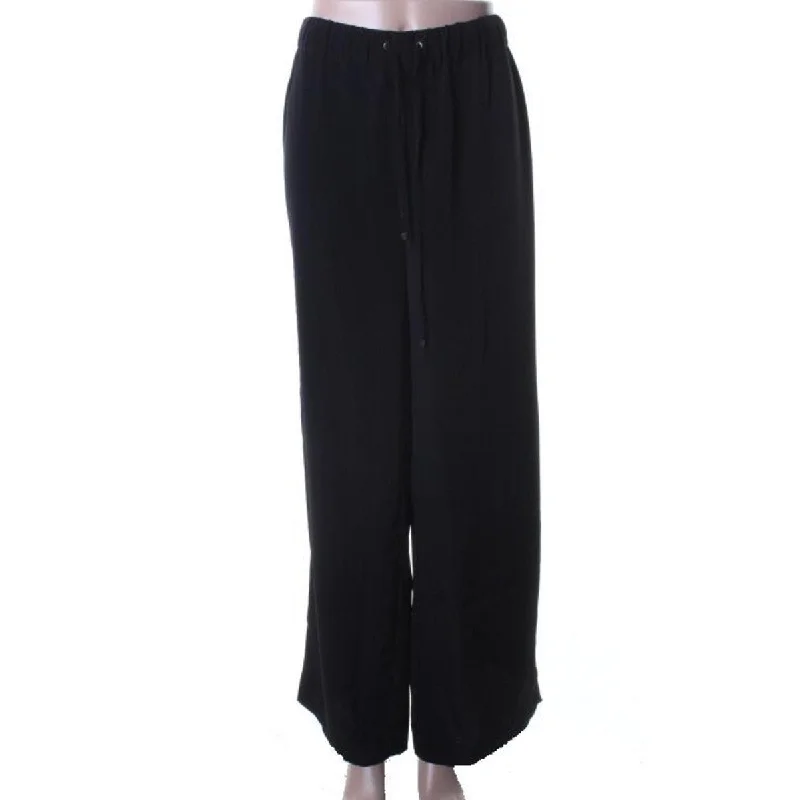 Womens Flat Front Wide Leg Casual Pants