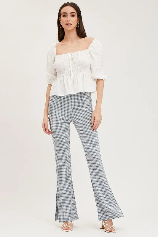 Check Flare Pants High Rise