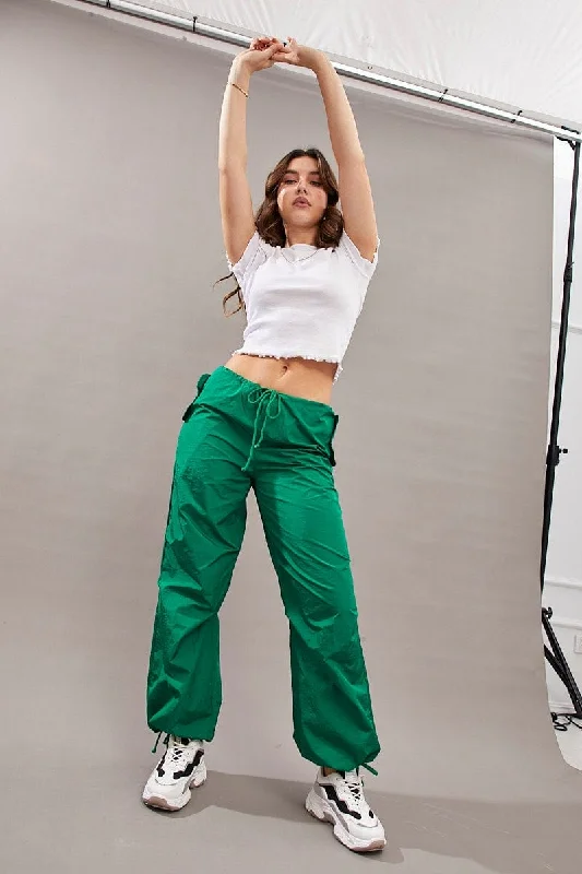 Green Utility Relaxed Pant Low Rise