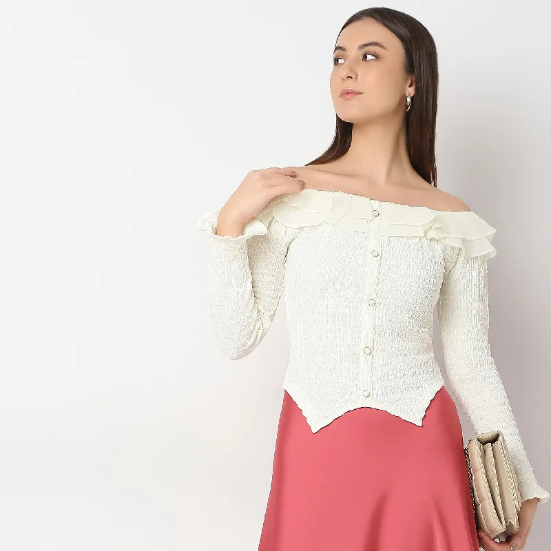 Comfort Fit Off-Shoulder knit Top