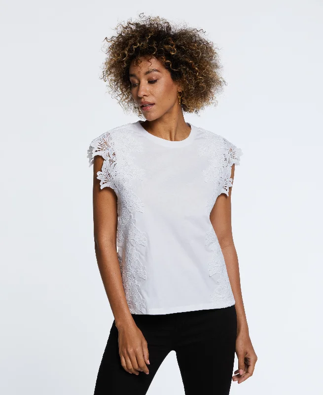 Petite Knit Top with Lace Detail