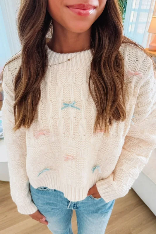 Love Affair Bow Sweater - Cream