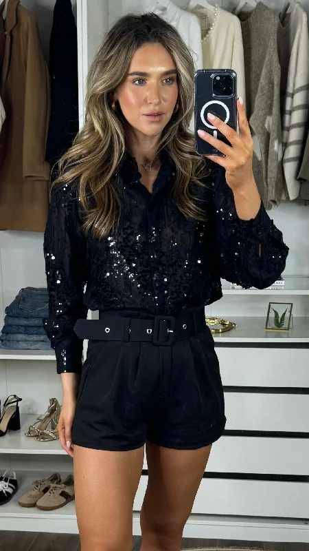 Mariella Black Sequin Detail Shirt