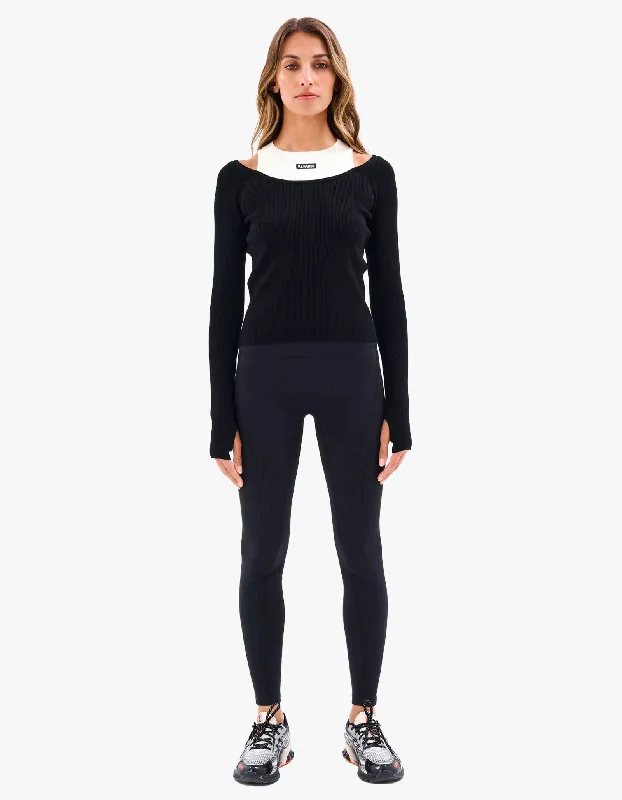 Parallel Knit L/S Top - Black