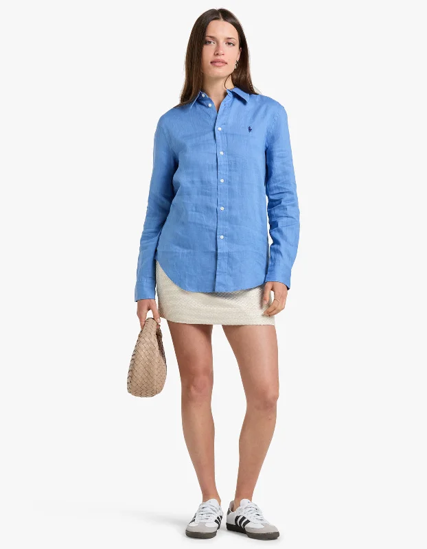 Piece Dye Linen Long Sleeve Shirt - Nantucket Blue