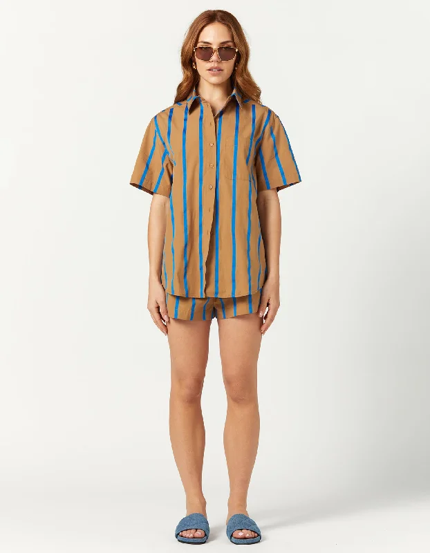 Brentwood Shirt - Brown/Blue Stripe