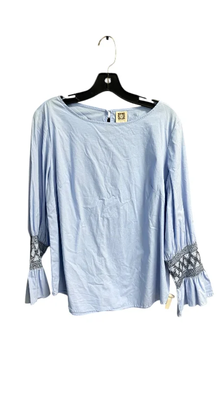 Top Long Sleeve By Anne Klein In Blue, Size: S