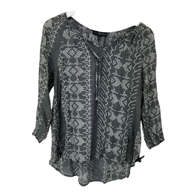 Top Long Sleeve By Fred David In Grey, Size: S