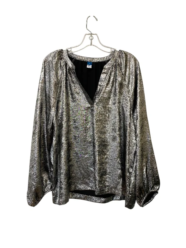 Top Long Sleeve By Old Navy In Silver, Size: L