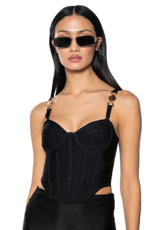 MIAMI MAMI KNIT CORSET TOP IN BLACK